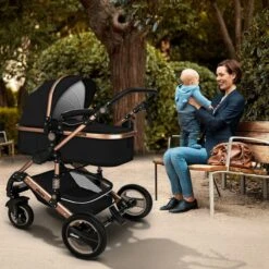 KIDUKU- 3 In 1 Combi-kinderwagen- Zwart/goud- Buggy Incl. Autostoeltje-regenhoes- Inklapbaar -Maxi-Cosi Winkel 1200x1200 1888