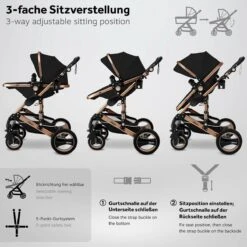 KIDUKU- 3 In 1 Combi-kinderwagen- Zwart/goud- Buggy Incl. Autostoeltje-regenhoes- Inklapbaar -Maxi-Cosi Winkel 1200x1200 1891