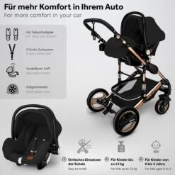 KIDUKU- 3 In 1 Combi-kinderwagen- Zwart/goud- Buggy Incl. Autostoeltje-regenhoes- Inklapbaar -Maxi-Cosi Winkel 1200x1200 1893