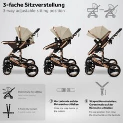 KIDUKU- 3 In 1 Combi-kinderwagen- Bruin/goud- Buggy Incl. Autostoeltje-regenhoes- Inklapbaar -Maxi-Cosi Winkel 1200x1200 1902