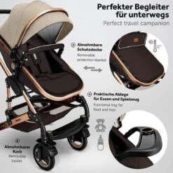 KIDUKU- 3 In 1 Combi-kinderwagen- Bruin/goud- Buggy Incl. Autostoeltje-regenhoes- Inklapbaar -Maxi-Cosi Winkel 1200x1200 1904