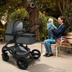 KIDUKU- 3 In 1 Combi-kinderwagen- Antraciet/zwart Buggy Incl. Autostoeltje-regenhoes- Inklapbaar -Maxi-Cosi Winkel 1200x1200 1966