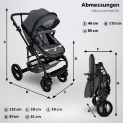 KIDUKU- 3 In 1 Combi-kinderwagen- Antraciet/zwart Buggy Incl. Autostoeltje-regenhoes- Inklapbaar -Maxi-Cosi Winkel 1200x1200 1968