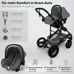 KIDUKU- 3 In 1 Combi-kinderwagen- Antraciet/zwart Buggy Incl. Autostoeltje-regenhoes- Inklapbaar -Maxi-Cosi Winkel 1200x1200 1969