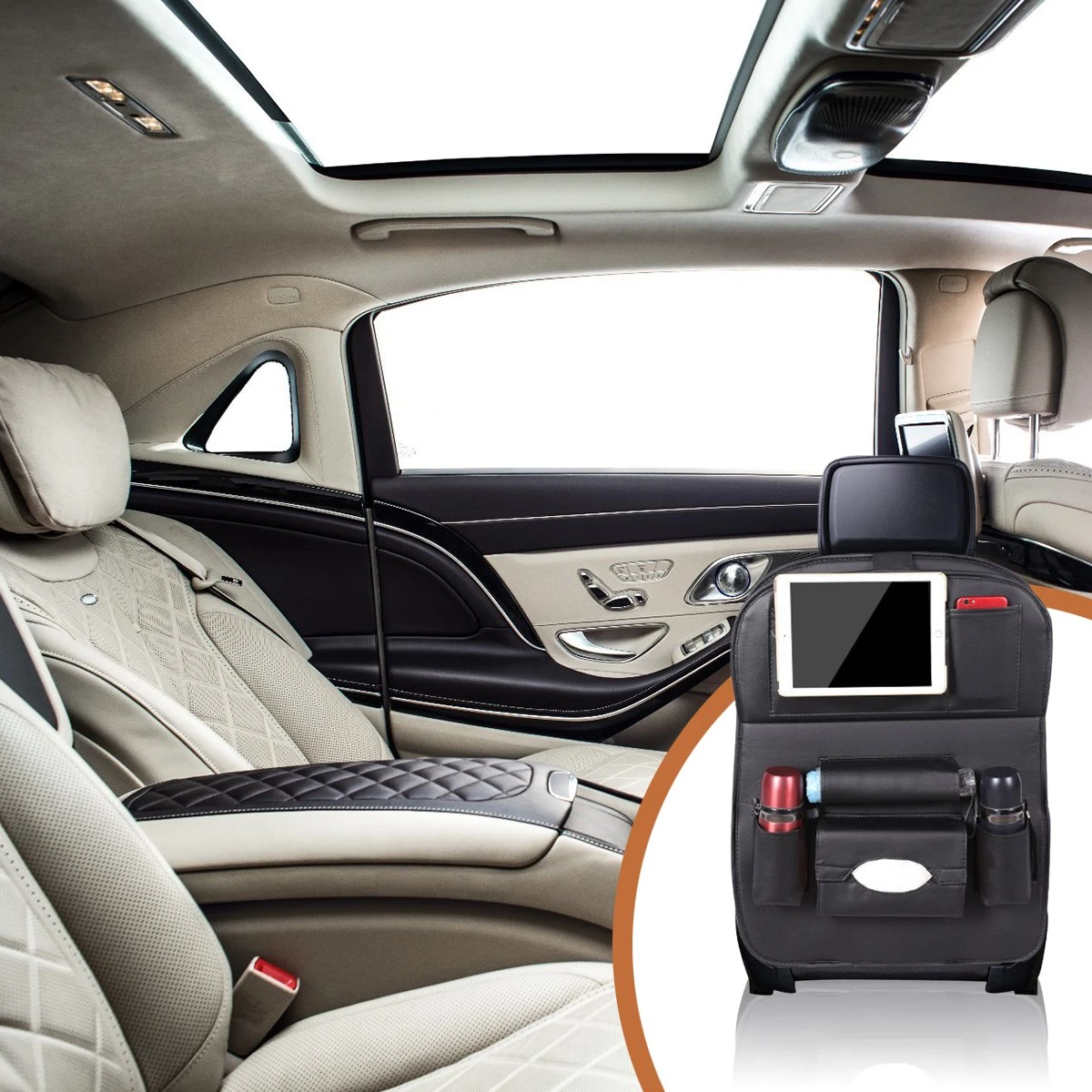 Bablue Autostoel Organizer - Zwart - 1 Stuks - Stevig PU Leer - Met Uitklapbare Tafel - Auto Organizer - Auto Accessories Interieur - Autostoel Organizer Tablet Houder - Autostoel Beschermer 7 Bablue Autostoel Organizer - Zwart - 1 Stuks - Stevig PU Leer - Met Uitklapbare Tafel - Auto Organizer - Auto Accessories Interieur - Autostoel Organizer Tablet Houder - Autostoel Beschermer - Image 7