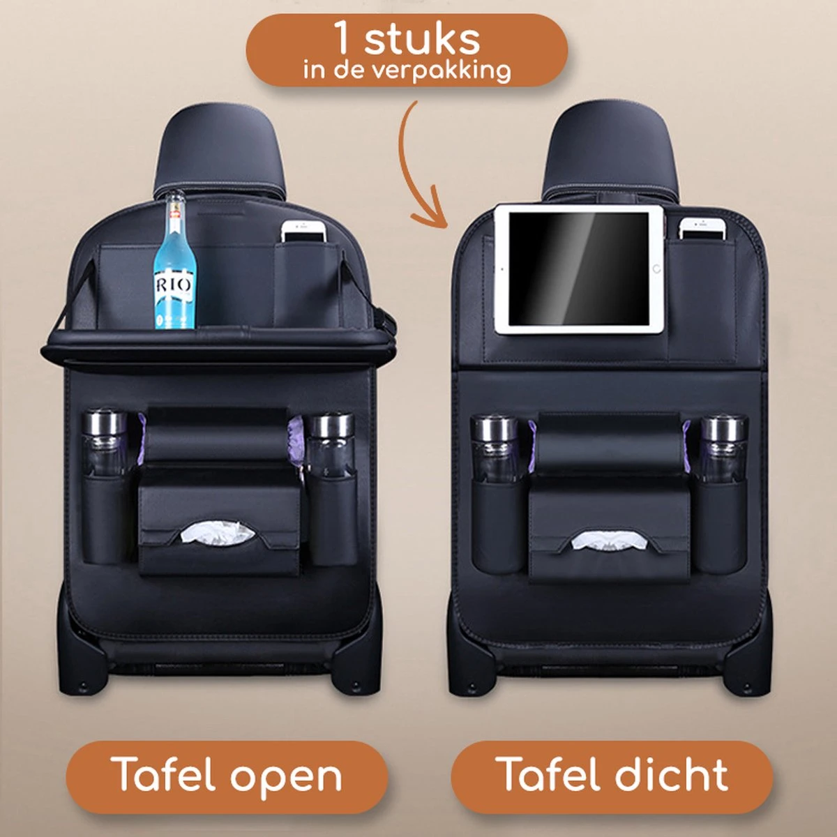 Bablue Autostoel Organizer - Zwart - 1 Stuks - Stevig PU Leer - Met Uitklapbare Tafel - Auto Organizer - Auto Accessories Interieur - Autostoel Organizer Tablet Houder - Autostoel Beschermer 12 Bablue Autostoel Organizer - Zwart - 1 Stuks - Stevig PU Leer - Met Uitklapbare Tafel - Auto Organizer - Auto Accessories Interieur - Autostoel Organizer Tablet Houder - Autostoel Beschermer - Image 12