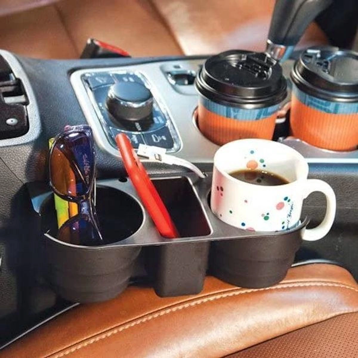 Merkloos Decopatent® Autostoel Organizer - Voor Tussen Auto Stoel / Console - Bekerhouder & Telefoonhouder - Opbergvakken - Auto Organiser 9 Merkloos Decopatent® Autostoel Organizer - Voor Tussen Auto Stoel / Console - Bekerhouder & Telefoonhouder - Opbergvakken - Auto Organiser - Image 9