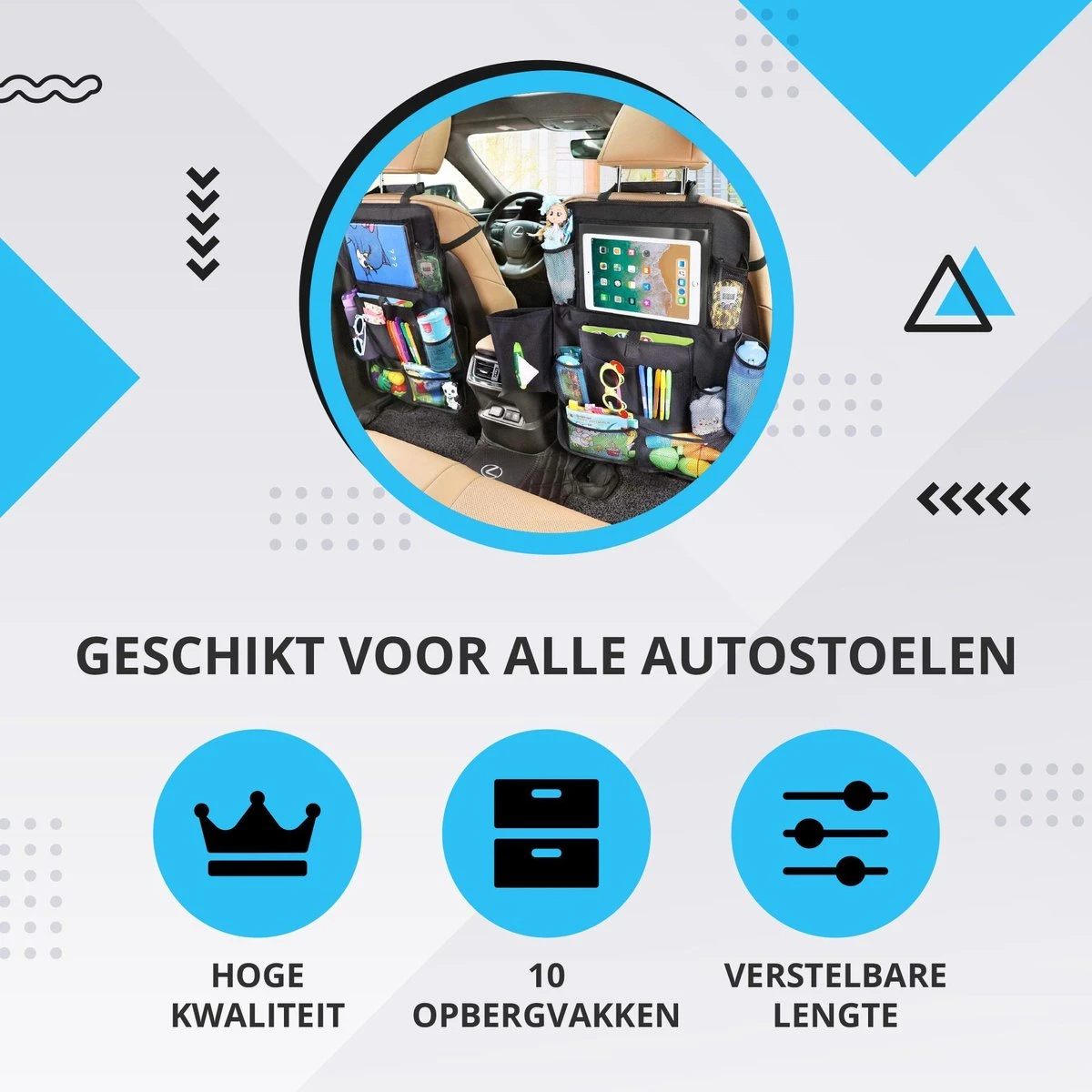 Merkloos Luxe En Stevige Autostoel Organizer Met Tablethouder – Auto Organizer – Auto/Accessoires/Bescherming – 45*65cm – Zwart - 1 Stuk 3 Merkloos Luxe En Stevige Autostoel Organizer Met Tablethouder – Auto Organizer – Auto/Accessoires/Bescherming – 45*65cm – Zwart - 1 Stuk - Image 3