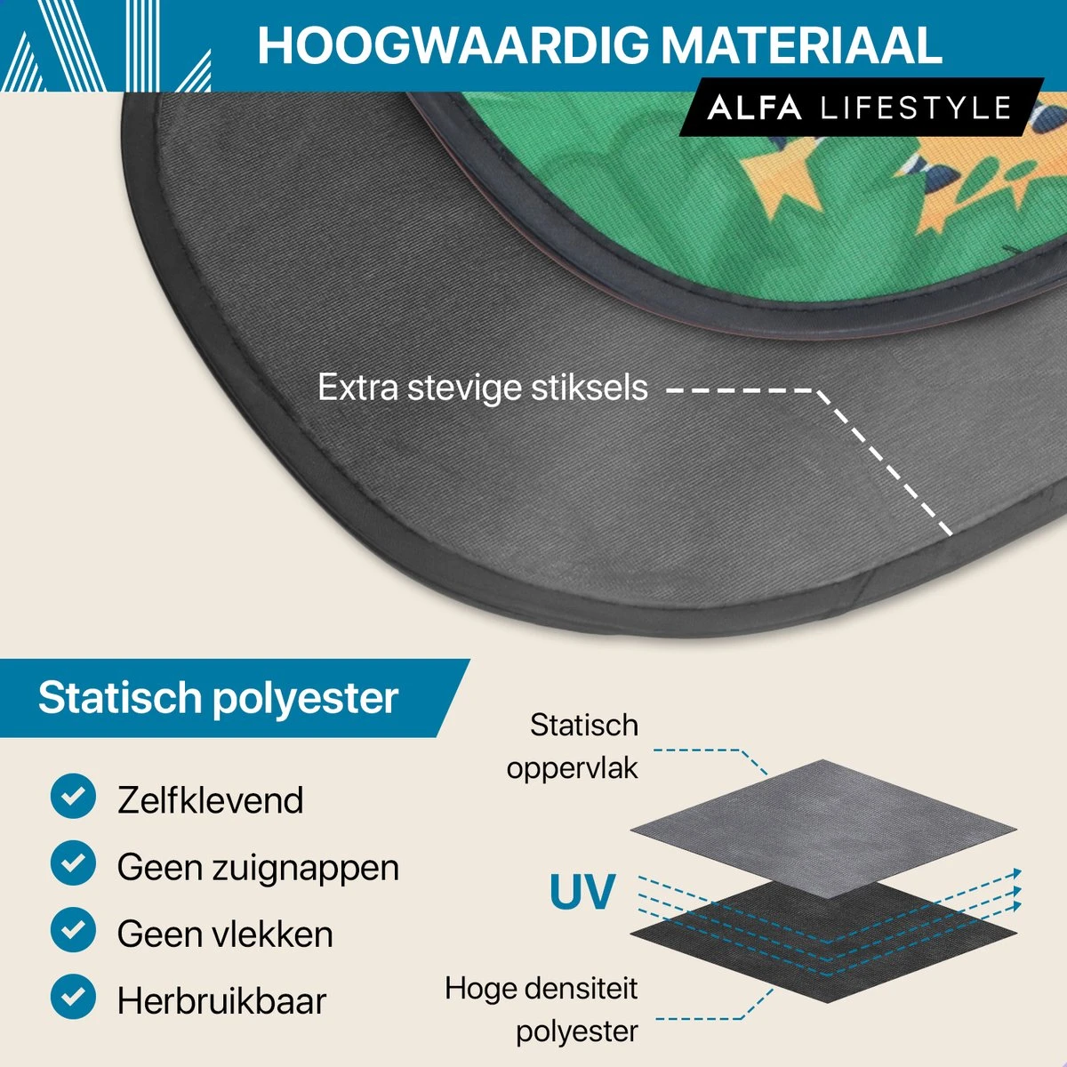 ALFA LIFESTYLE® Statische Zonneschermen – SHADE PRO V4- Jungle – Zonnescherm Auto Baby – UV Protectie Bescherming - 2 Stuks 2 ALFA LIFESTYLE® Statische Zonneschermen – SHADE PRO V4- Jungle – Zonnescherm Auto Baby – UV Protectie Bescherming - 2 Stuks - Image 2