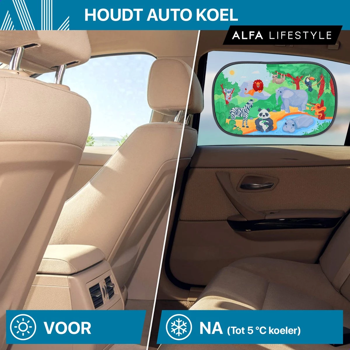 ALFA LIFESTYLE® Statische Zonneschermen – SHADE PRO V4- Jungle – Zonnescherm Auto Baby – UV Protectie Bescherming - 2 Stuks 3 ALFA LIFESTYLE® Statische Zonneschermen – SHADE PRO V4- Jungle – Zonnescherm Auto Baby – UV Protectie Bescherming - 2 Stuks - Image 3