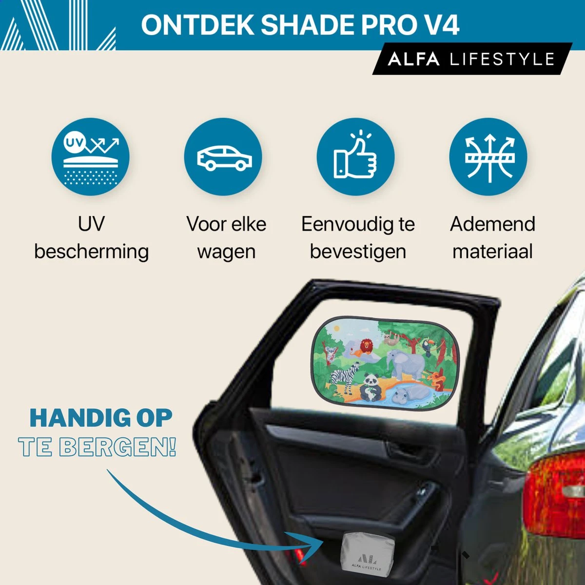 ALFA LIFESTYLE® Statische Zonneschermen – SHADE PRO V4- Jungle – Zonnescherm Auto Baby – UV Protectie Bescherming - 2 Stuks 4 ALFA LIFESTYLE® Statische Zonneschermen – SHADE PRO V4- Jungle – Zonnescherm Auto Baby – UV Protectie Bescherming - 2 Stuks - Image 4