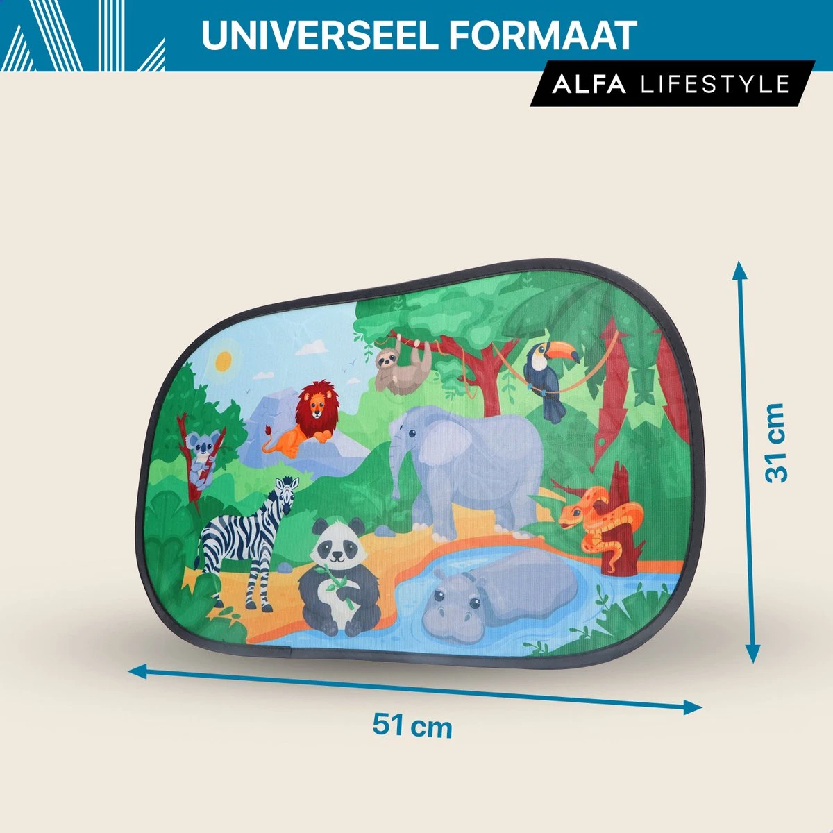 ALFA LIFESTYLE® Statische Zonneschermen – SHADE PRO V4- Jungle – Zonnescherm Auto Baby – UV Protectie Bescherming - 2 Stuks 9 ALFA LIFESTYLE® Statische Zonneschermen – SHADE PRO V4- Jungle – Zonnescherm Auto Baby – UV Protectie Bescherming - 2 Stuks - Image 9