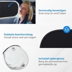 Nuvance - Zonnescherm Auto - 2 Stuks - Met UV Protectie Voor Baby En Kind - Zonwering Zijruiten - Zelfklevend - One Size - Zwart -Maxi-Cosi Winkel 1200x1200 414