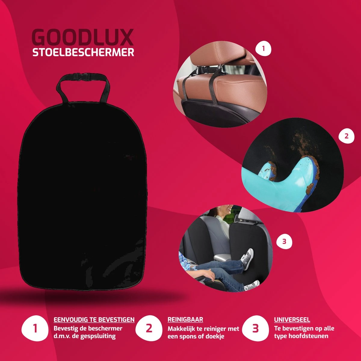Goodlux Autostoel Beschermer Achterkant – Autostoelhoes – Voorstoelbeschermer – Kick Mat – Stoelbeschermer Auto - Stoelhoes 2 Goodlux Autostoel Beschermer Achterkant – Autostoelhoes – Voorstoelbeschermer – Kick Mat – Stoelbeschermer Auto - Stoelhoes - Image 2
