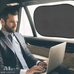 ALFA LIFESTYLE® Statische Zonneschermen - SHADE PRO V3 – Zwart Transparant Zonnescherm – UV Protectie Bescherming - Zonwering Auto - 2 Stuks -Maxi-Cosi Winkel 1200x1200 6