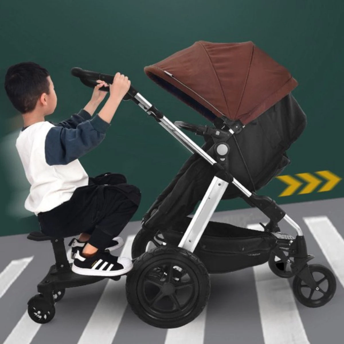 Merkloos Kinderwagen/Buggy Meerijdplankje - Kant & Klaar - In Elkaar Gezet - Universeel – Met Zitje – Verstelbaar – Zwart 2 Merkloos Kinderwagen/Buggy Meerijdplankje - Kant & Klaar - In Elkaar Gezet - Universeel – Met Zitje – Verstelbaar – Zwart - Image 2