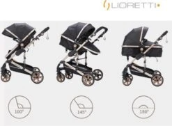 Merkloos Lioretti® Luxe Baby Buggy 3 In 1 | Baby Wagen | Kinderwagen Met Stoel En Wieg | Inklapbaar | Hoge Kwaliteit | Combi | Zwart -Maxi-Cosi Winkel 1200x877 1