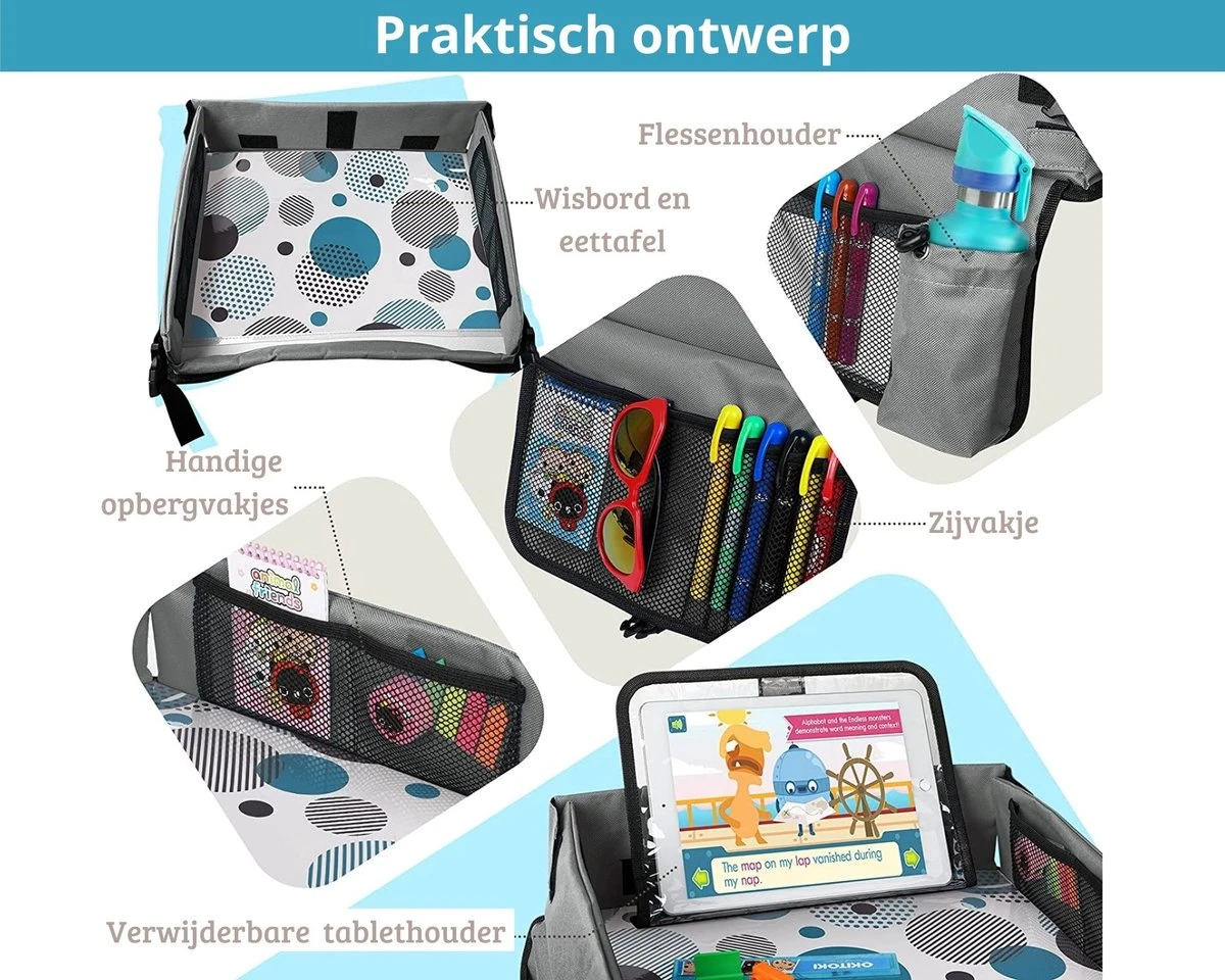 Premium Reistafel Voor Kinderen - Inclusief Tablethouder + Gratis Draagtas En Potloden - Auto Organizer - Playtray - Opvouwbaar - Speeltafel Auto - Tekentafel Auto - Grijs 5 Premium Reistafel Voor Kinderen - Inclusief Tablethouder + Gratis Draagtas En Potloden - Auto Organizer - Playtray - Opvouwbaar - Speeltafel Auto - Tekentafel Auto - Grijs - Image 5