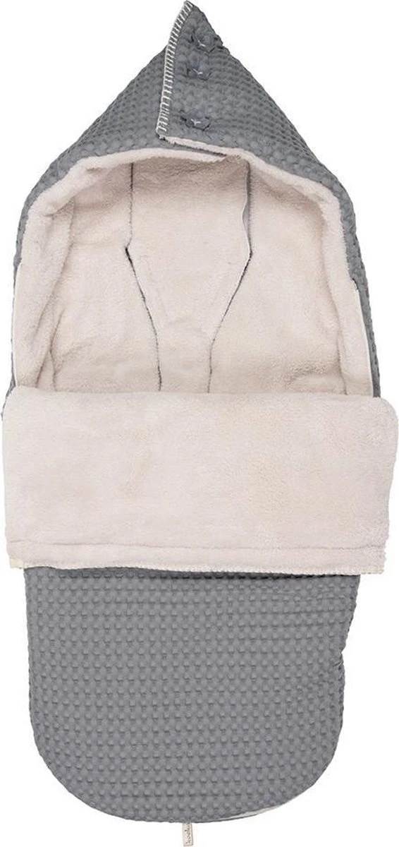 Koeka Oslo Voetenzak Voor Buggy - Wafelstof Met Teddy - Grijs 1 Koeka Oslo Voetenzak Voor Buggy - Wafelstof Met Teddy - Grijs