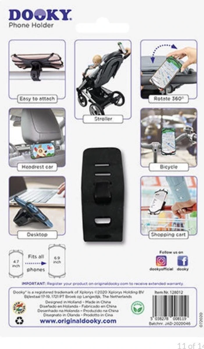Dooky Telefoonhouder Smartphone Telefoon Houder 360* Rotatie Universeel Kinderwagen Fiets Zwart 4 Dooky Telefoonhouder Smartphone Telefoon Houder 360* Rotatie Universeel Kinderwagen Fiets Zwart - Image 4