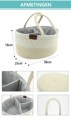 ADSafety - Luxe Katoenen Luiertas - Inclusief Uitneembare Organizer - Verzorgingstas - Opbergtas - Commode Mandje - Baby Spullen - Crème -Maxi-Cosi Winkel 721x1200 3