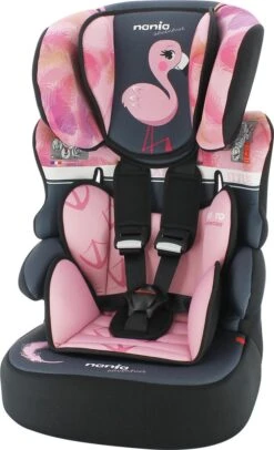 Nania - Autostoel BELINE Animals - Groep 1/2/3 - Meegroeistoel - Van 9 Tot 36 Kg - FLAMINGO