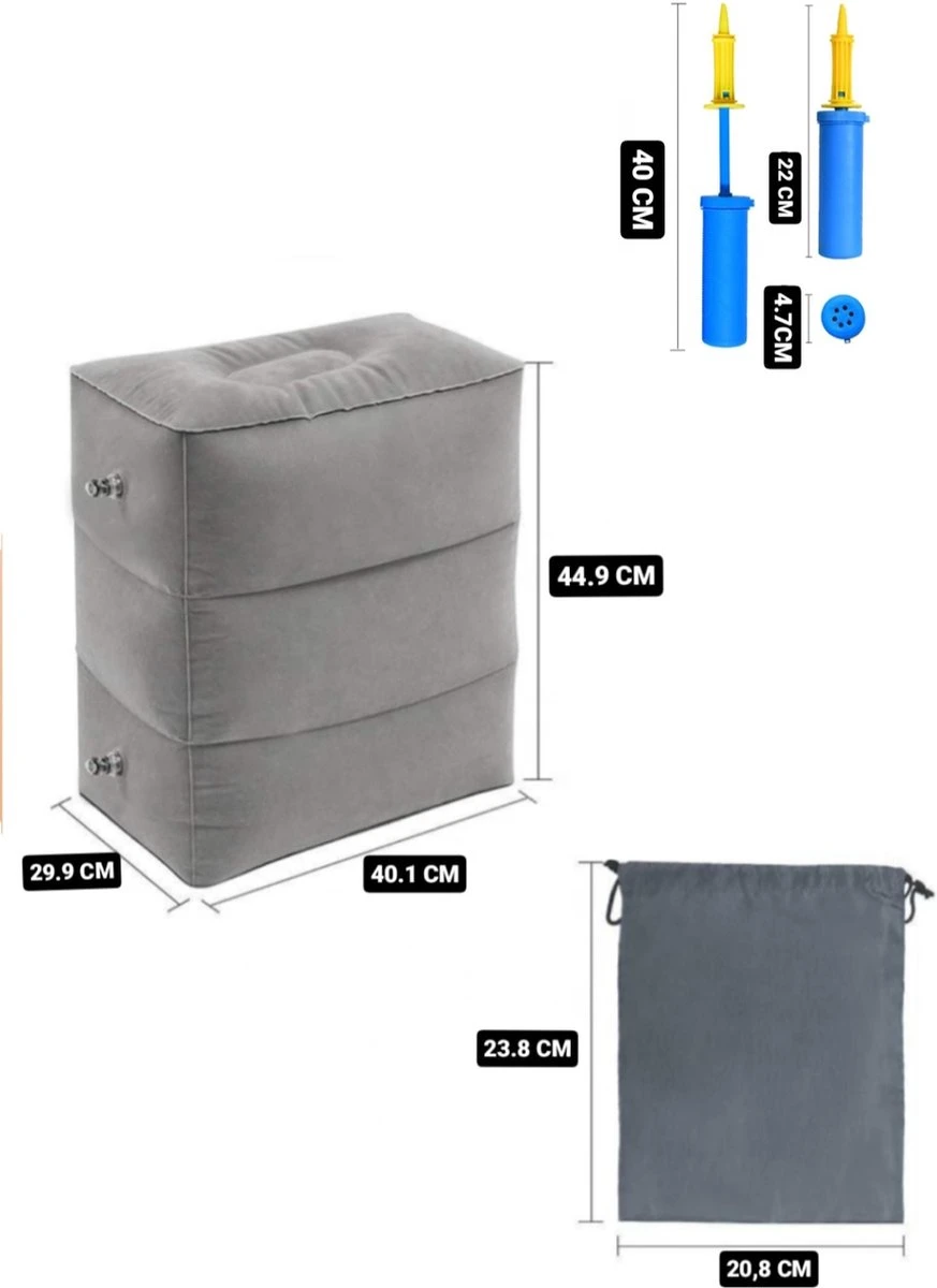 Merkloos Vliegtuigbedje - Voetkussen Opblaasbaar - Voetensteun - Voetenbankje - 3 Hoogte Standen - Reiskussen 6 Merkloos Vliegtuigbedje - Voetkussen Opblaasbaar - Voetensteun - Voetenbankje - 3 Hoogte Standen - Reiskussen - Afbeelding 6