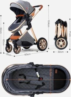 Merkloos Kinderwagen 3-in-1 – Luxe Kinderwagen - Buggy – Wandelwagen - Multifunctioneel – Opklapbaar – Incl Autostoel – Donkergrijs -Maxi-Cosi Winkel 877x1200 5