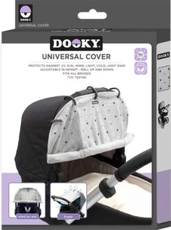 Dooky Universal Cover Zonnescherm Kinderwagen - Light Grey Crowns -Maxi-Cosi Winkel 893x1200 5