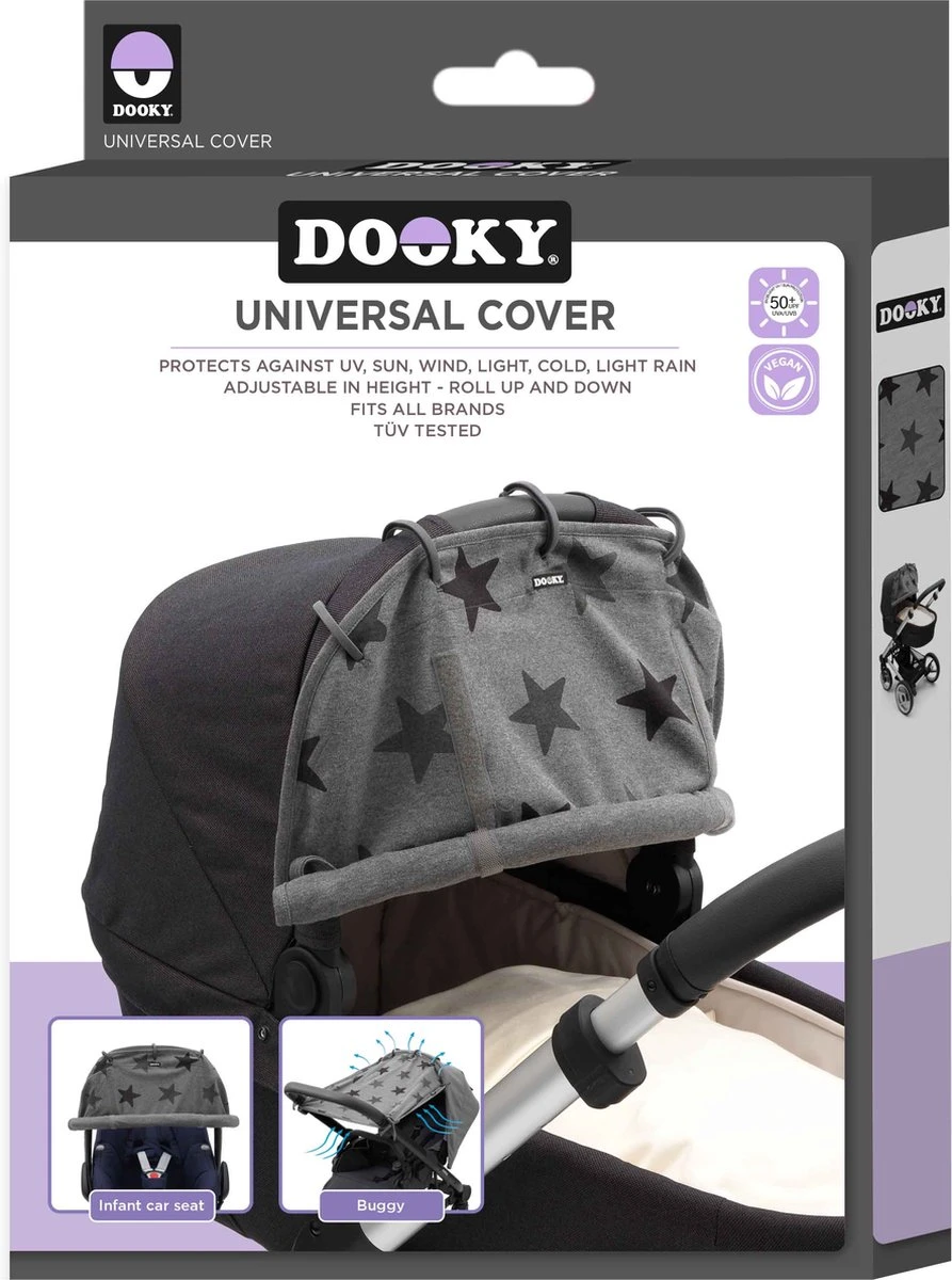 Dooky Universal Cover Zonnescherm Kinderwagen - Grey Stars 5 Dooky Universal Cover Zonnescherm Kinderwagen - Grey Stars - Afbeelding 5