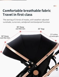 Luxe Kinderwagen 3 In 1 - Wandelwagen - Kinderwagen 3-in-1 Incl Autostoel - Kinderwagen Maxi Cosi – Buggy 3 In 1 - Newborn - Zwart/goud -Maxi-Cosi Winkel 914x1200 5