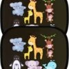 Merkloos Zonnescherm Auto Zijruit Kind - Zonwering Auto Zelfklevend - UV Protectie - Autozonnescherm Voor Kinderen - 2 Stuks - Dieren Multi Colour