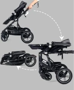 Belecoo - Luxe Kinderwagen - 3-in-1 Buggy - Opklapbare Wandelwagen - Autostoel - Wieg - Multifunctioneel - Zwart -Maxi-Cosi Winkel 981x1200 10
