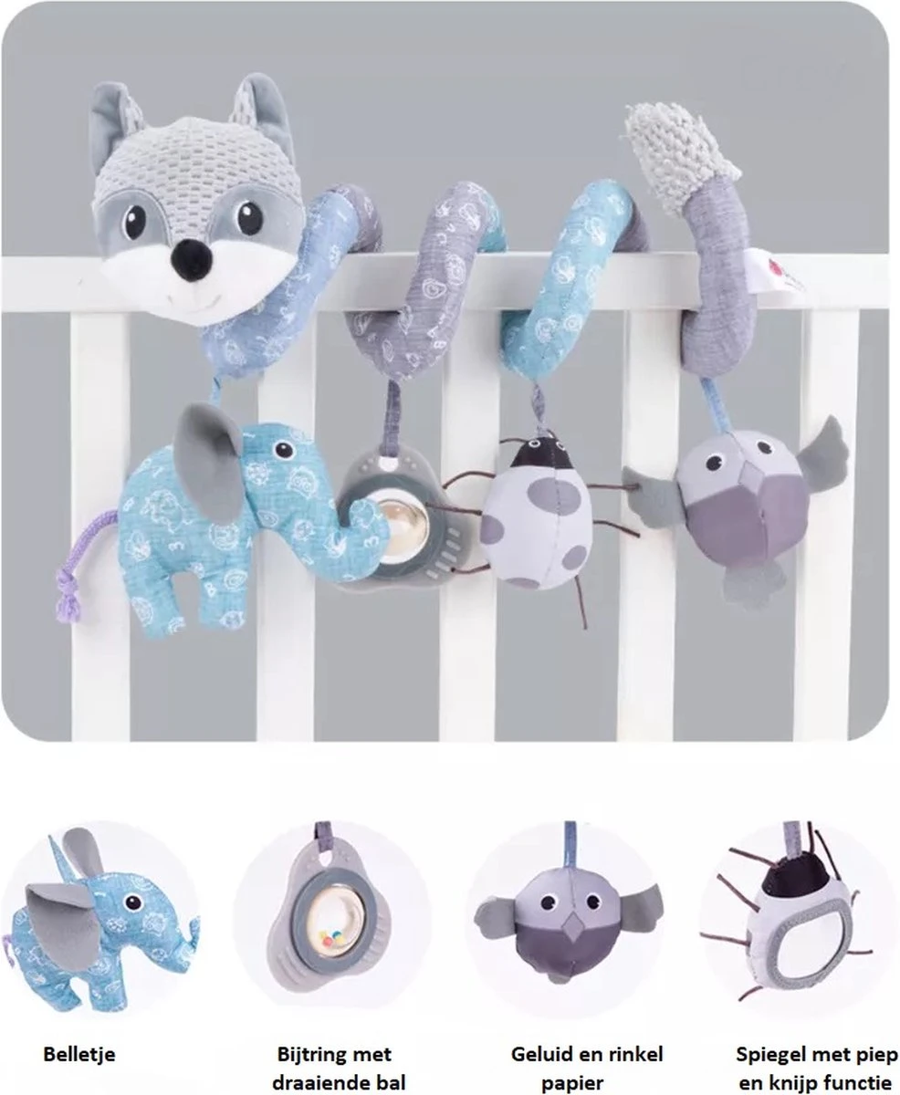 Louas Boxspiraal Vosje Grijs - Grijpspeelgoed - Speelboog Baby - Baby Spiraal - Wagenspanner - Kinderwagen Knuffels - Boxspiraal Baby - Autostoelspeeltje - Maxi Cosi Speeltje - Box Spiraal Baby 2 Louas Boxspiraal Vosje Grijs - Grijpspeelgoed - Speelboog Baby - Baby Spiraal - Wagenspanner - Kinderwagen Knuffels - Boxspiraal Baby - Autostoelspeeltje - Maxi Cosi Speeltje - Box Spiraal Baby - Afbeelding 2